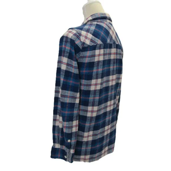J. Crew Womens 10P Flannel Plaid Button Up Blue Coral Cotton Long Sleeve - Picture 12 of 15